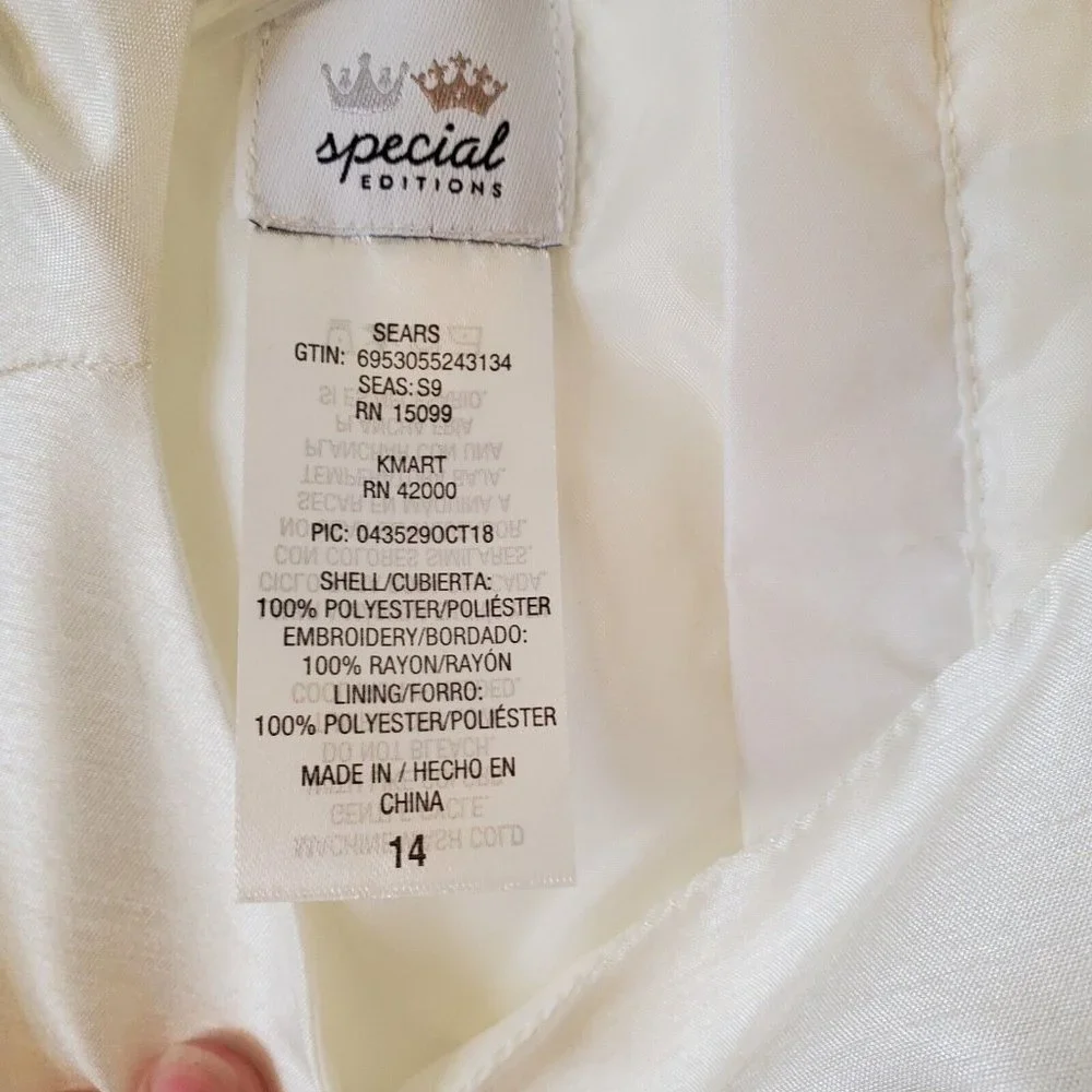 Girls Ivory with Pastel Flowers Formal Dress Special Edition Size 14 NWT Sears